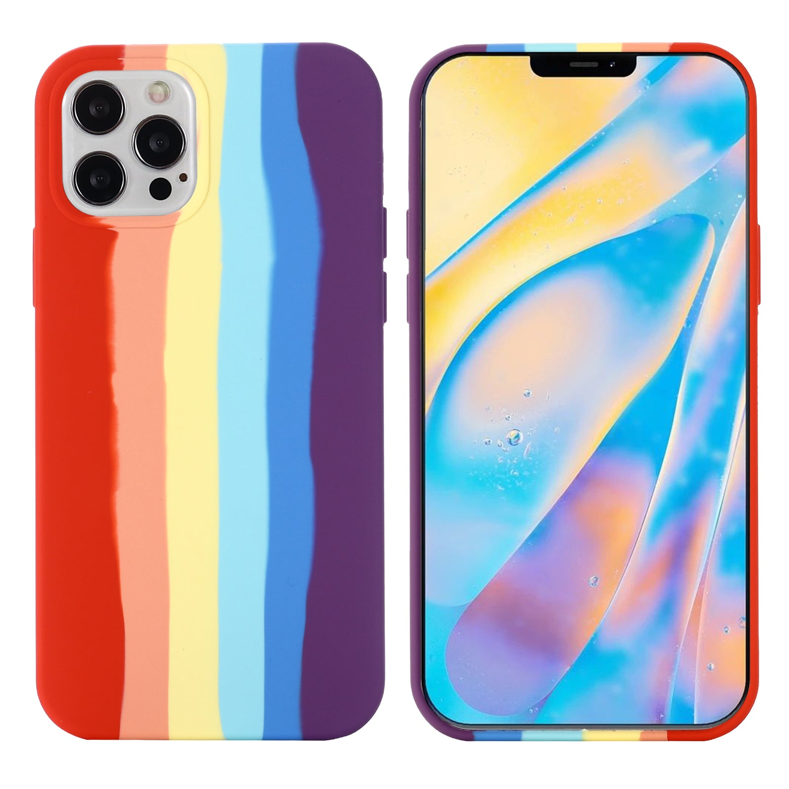For iPhone 15 Pro Rainbow Rubberized Liquid Silicone PC Cover Fiber Lining Shockproof Phone Case For iPhone 15 Pro Rainbow Rubberized Liquid Silicone PC Cover Fiber Lining Shockproof Phone Case